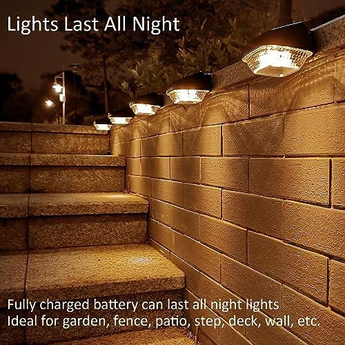 Alinana Solar Fence Lights - IP65 Waterproof Solar Wall Lights - Solar Powered Outdoor Lights for Patio, Fence, Yard, Garden, Garage, Stairway, Gate -4 Pack (2700K Warm White)