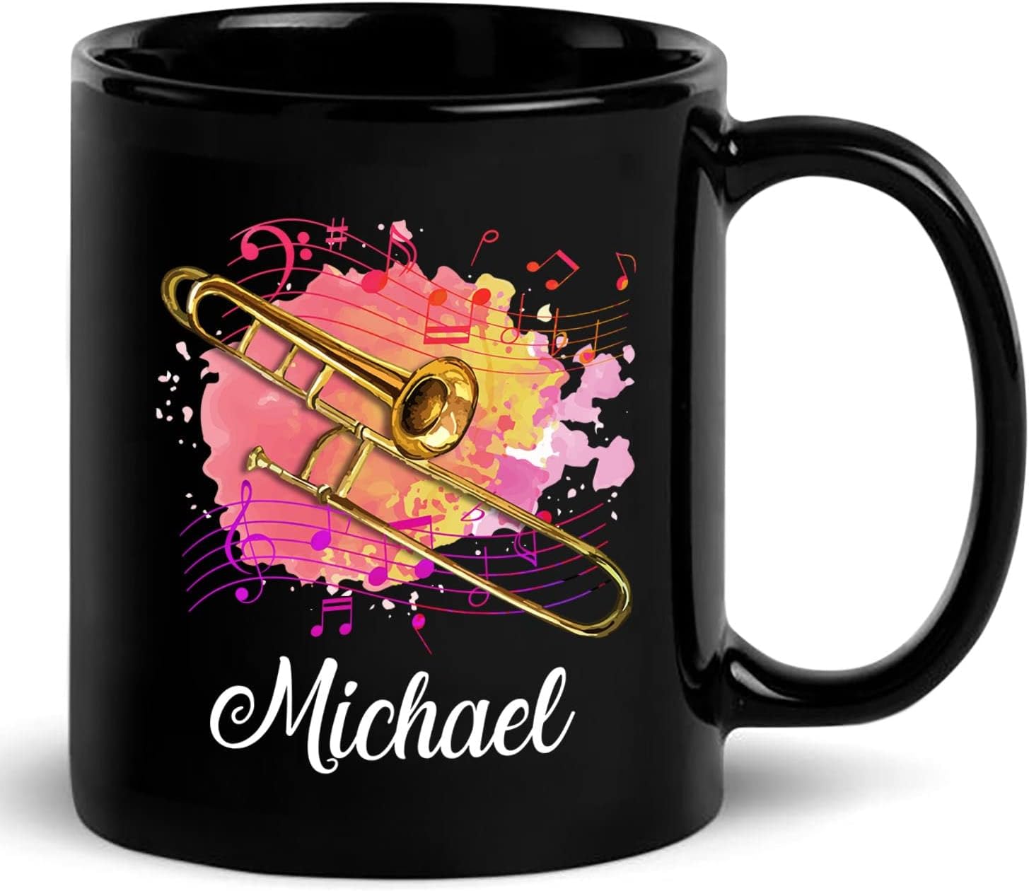 Personalized Trombone Musical Instruments Black Coffee Mugs