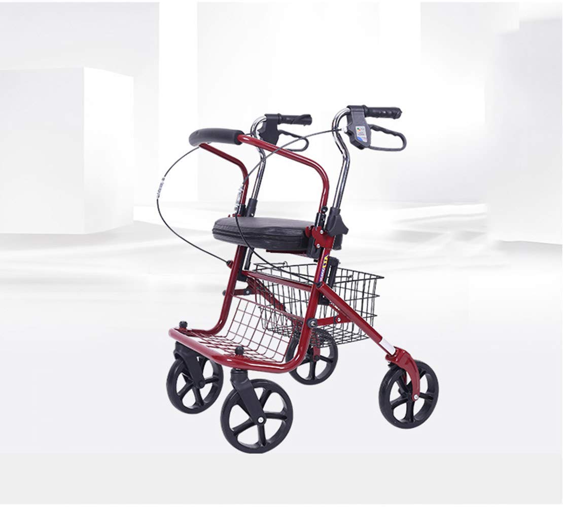 Leichter, zusammenklappbarer Rollator mit Vier Rädern, gepolstertem Sitz, ergonomischen Griffen und abnehmbarem Einkaufskorb Interesting