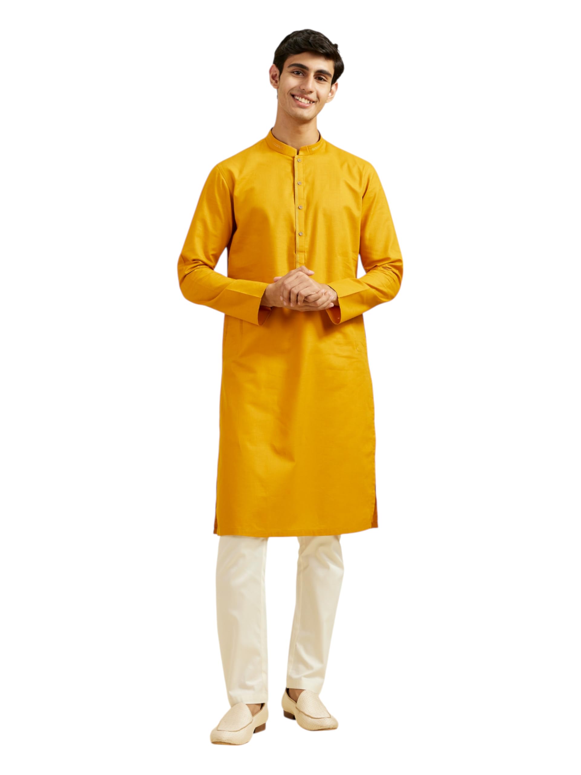 diwas by manyavar Men's Cotton Solid Kurta Set (2pcs)-picture-27