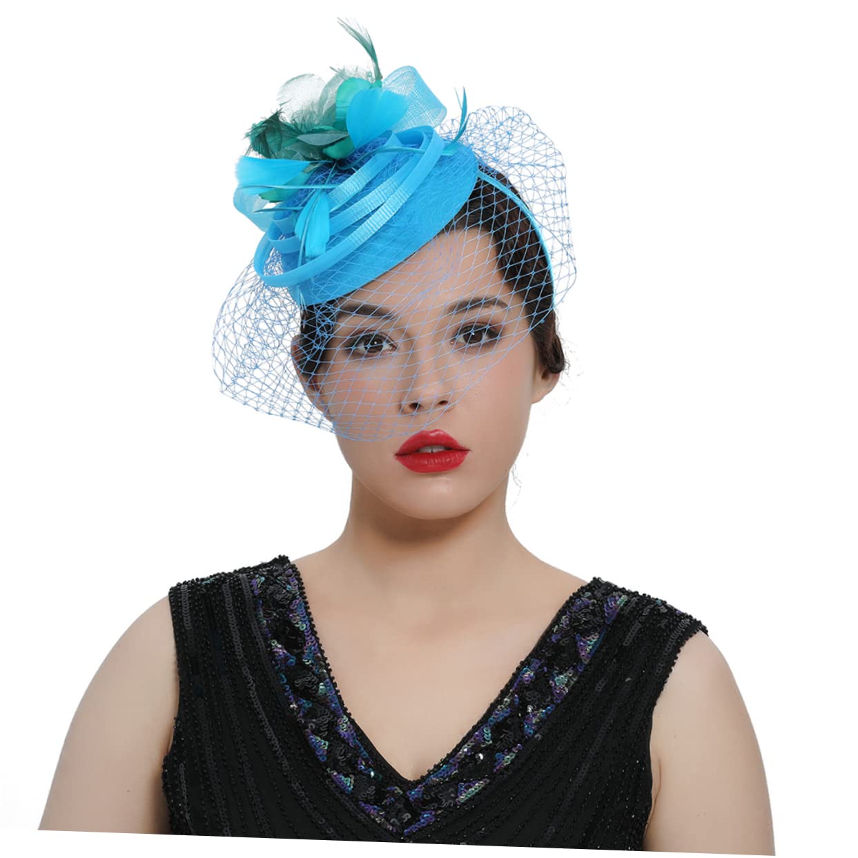 minkissy 2 cappelli da tè per la sposa da sposa copricapo per matrimonio fascinator cappelli per le donne tea party Fascinator Tea Party copricapo 1920 fascia da donna Fascinator fascia
