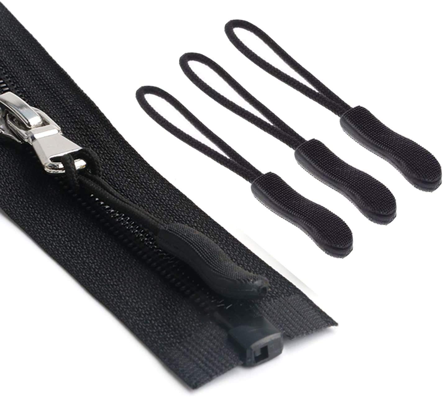 Lot De 20 Tirettes De Fermeture éclair De Remplacement - En TPU/nylon Noir à Points Blancs - Longueur 14 Cm - Pour Sacs, Vestes, Valises - 10