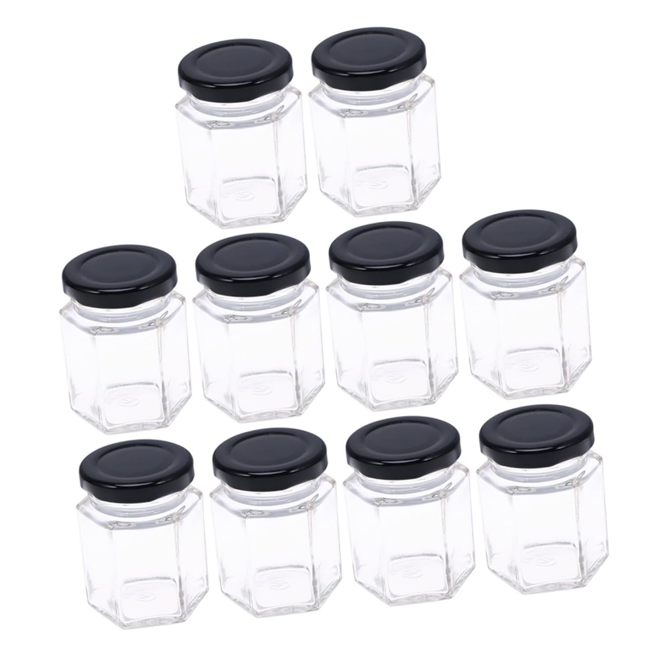 10 Stück Sechseckige Glas Vorratsbehälter 85ml Zuckertank Honigaufbewahrungsflasche Transparent aus Glas für Küche und Haushalt