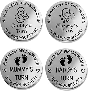 2 Pcs Funny Parent Mom Dad Decision Coin Funny New Parents Double-Sided Coin Pregnancy Birthday Fathers Mothers Christmas Day Gift Baby Shower Gender Reveal Gifts for Expecting First Time Mommy Daddy