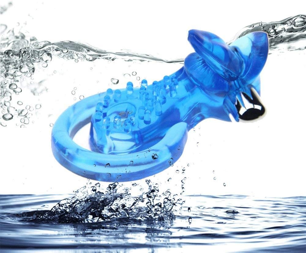 Premium Reusable Vi-brating Pénnis Ring, Tongue Clítöis Vib-ratór Jelly Cóc.k Ring, Dual Cóc.Kings, for Men