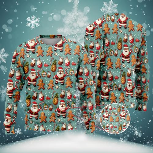 Christmas Sweater for Women, Men's Santa Claus Sweatshirt, Crewneck Ugly Christmas Sweaters (HN-SW12)2
