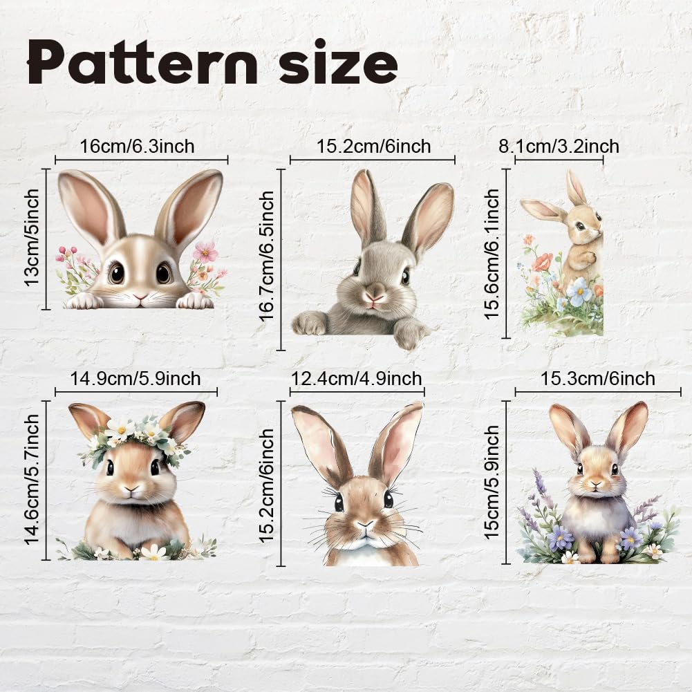 AHANDMAKER Lot de 6 autocollants muraux pour interrupteur, motif lapin de Pâques, chambre d'enfant, salon, bureau, maison, famille, 17,8 x 17,8 cm