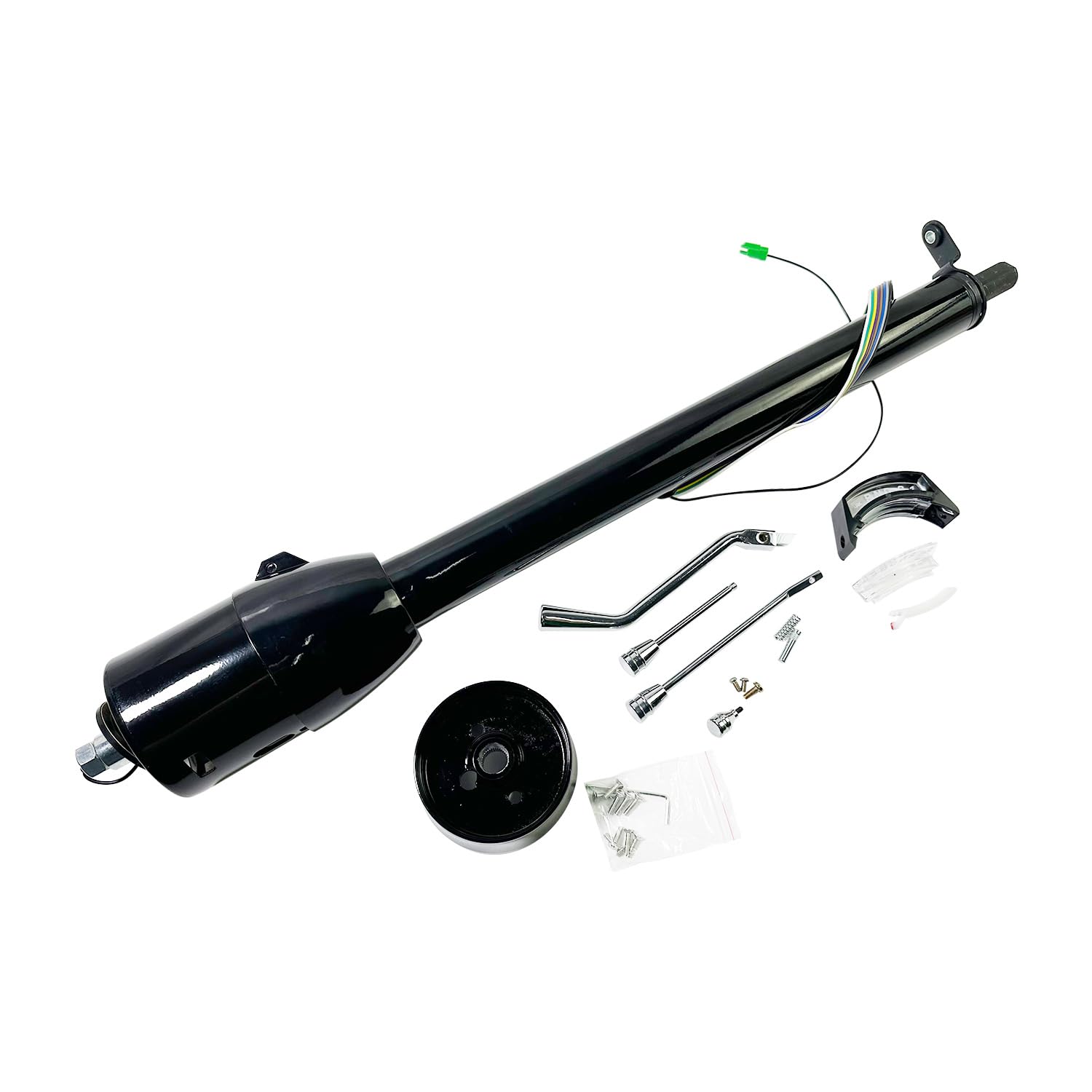 JEGS Universal Floor Shift Tilt Steering Column - 28" Length, 2" Tube, Black, Includes GM Adapter & Levers - View #5