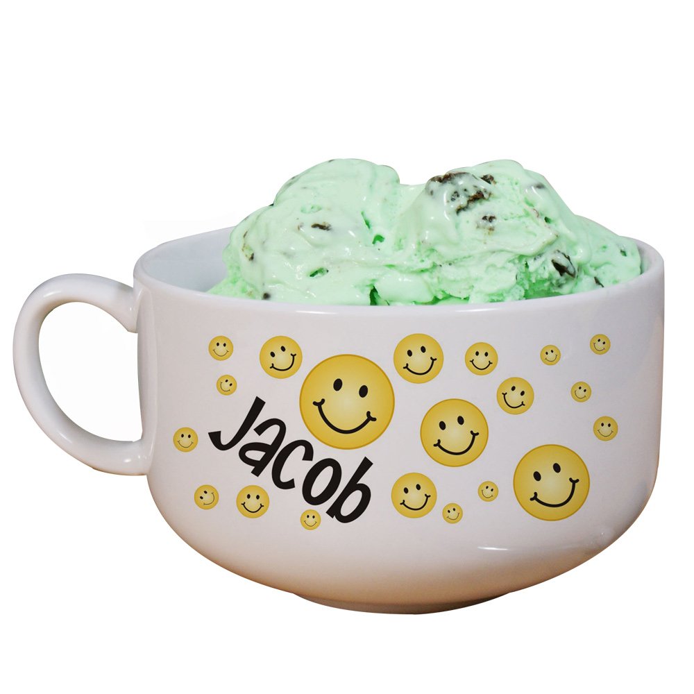 GiftsForYouNowPersonalized Ceramic Smiley Face Ice Cream Bowl