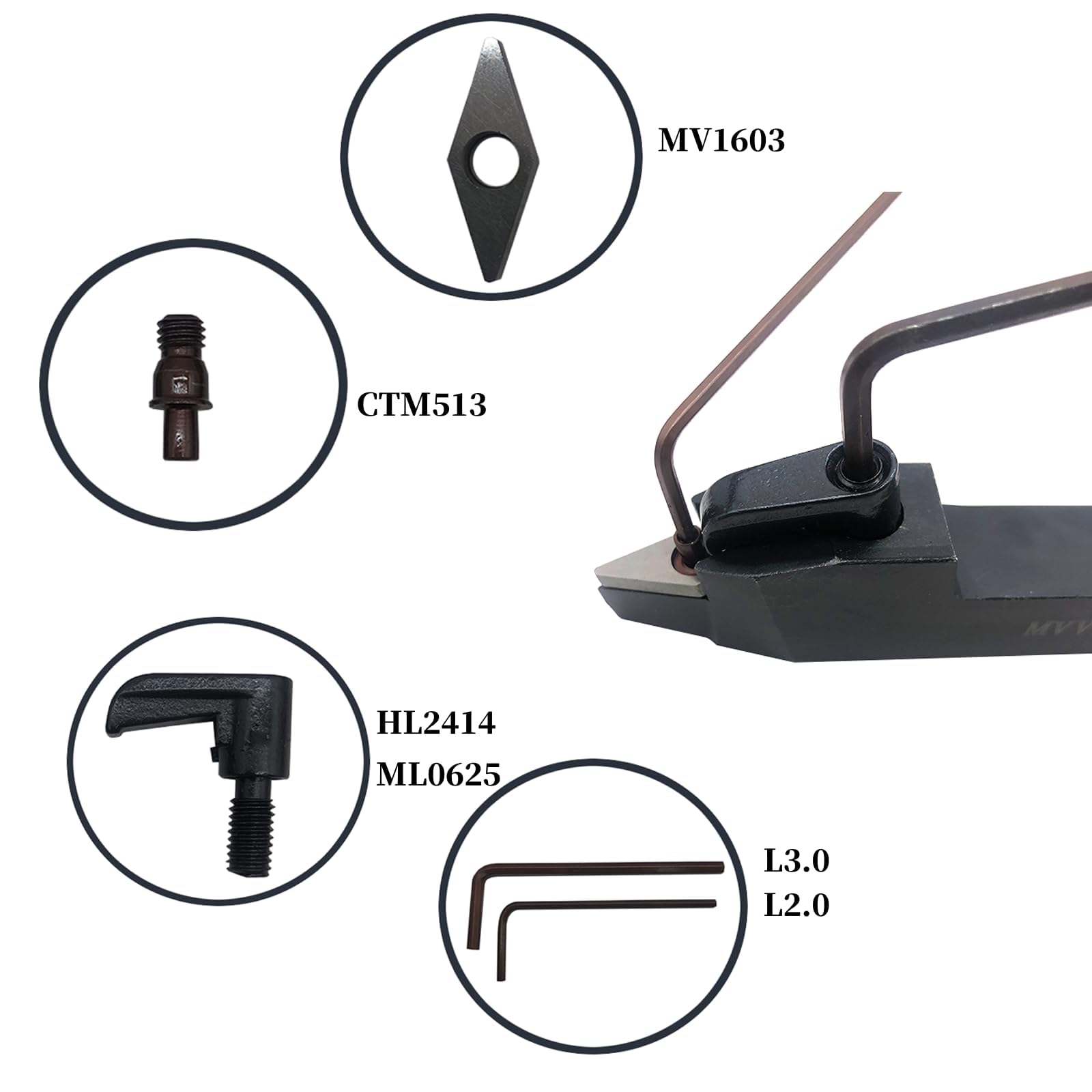 13PC 5/8" outil de tournage 16mm MVJNR1616H16 + MVVNN1616H16+MVJNL1616H16 barre d'alésage de tour CNC indexable+10PC VNMG160404-MA/VNMG331-MA insert d'outil de tournage en carbure indexable