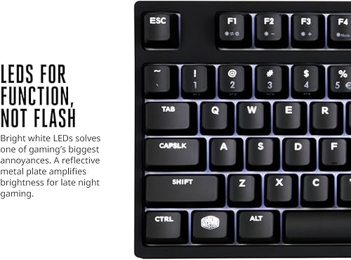 Vista 4 de Cooler Master MasterKeys Pro L - Teclado mecánico LED blanco para juegos, color rojo cereza MX, tamaño completo (grande)