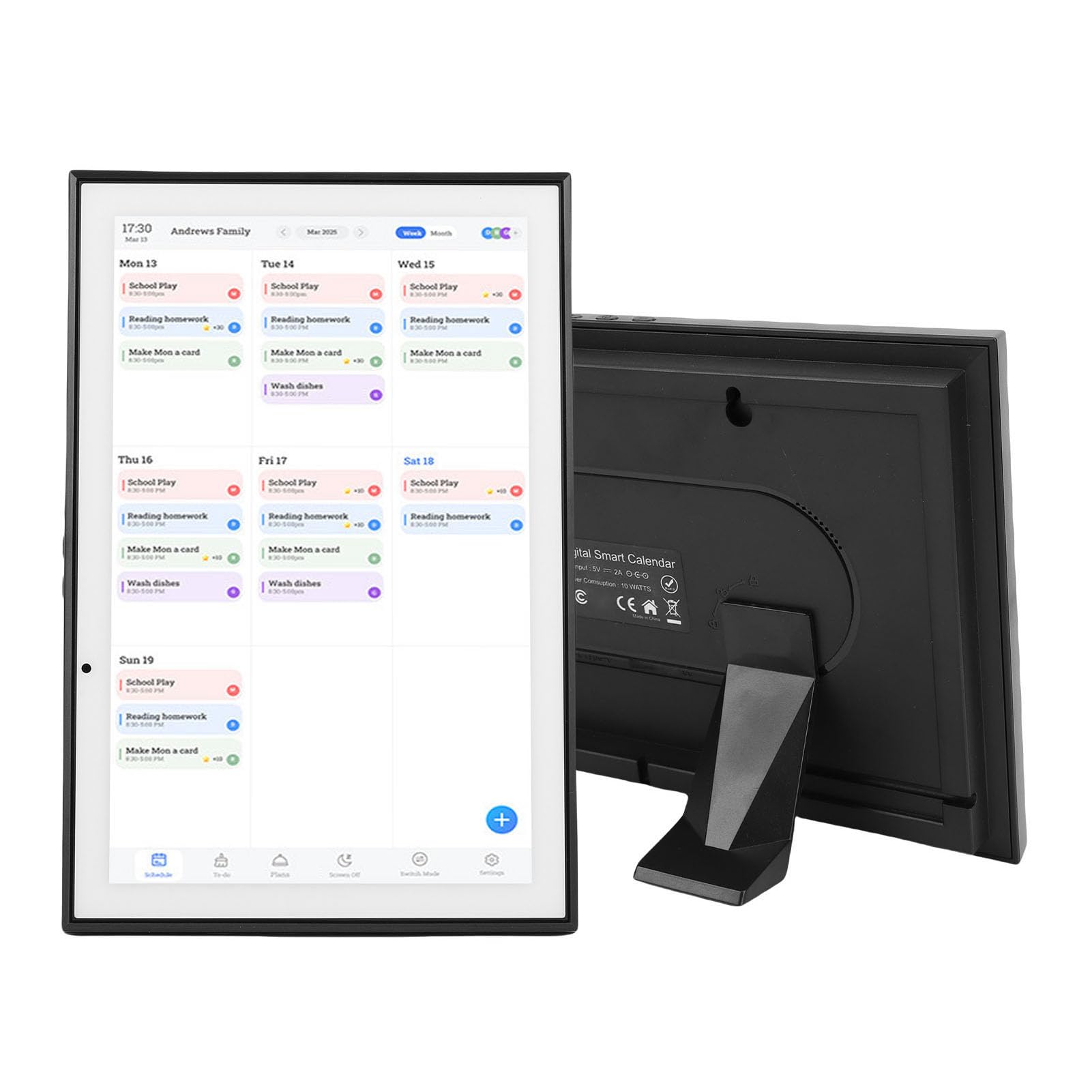 Inteligentny Kalendarz Cyfrowy o Przekątnej 10,1 Cala Planer Rodziny Ekran Dotykowy Elektroniczny Kalendarz Cyfrowa Ramka na Zdjęcia z Wyświetlaczem IPS LCD HD Synchroniza (Wtyczka UE