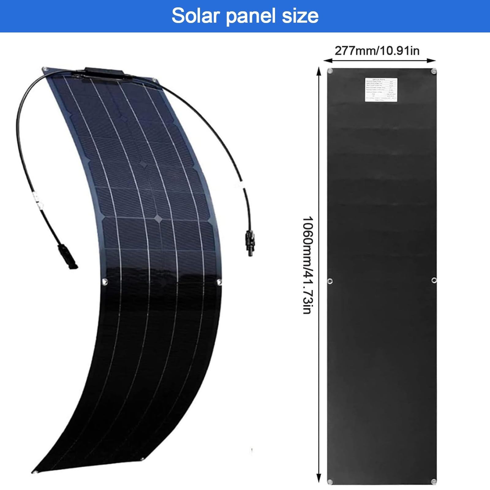 Kit Solar de Panel Solar Flexible de 200W 400W 800W, 12V-24V, módulo Solar monocristalino con Controlador de Carga 40A y Cable para vehículos recreativos, Barcos, remolques(200W)