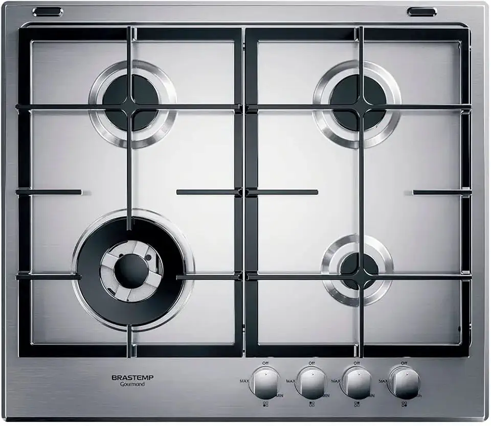 Cooktop 4 bocas Brastemp Gourmand Inox com duplachama e trempe com ferro fundido - BDK60DR 220V
