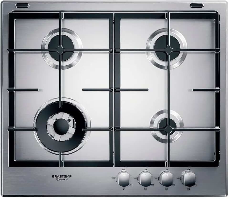 Cooktop 4 bocas Brastemp Gourmand Inox com duplachama e trempe com ferro fundido - BDK60DR 220V