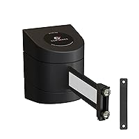 Vista 22 de Crowd Control Warehouse - Barrera de cinturón retráctil magnética para montaje en pared serie CCW WMB-220 - Correa diagonal negra y amarilla de 15