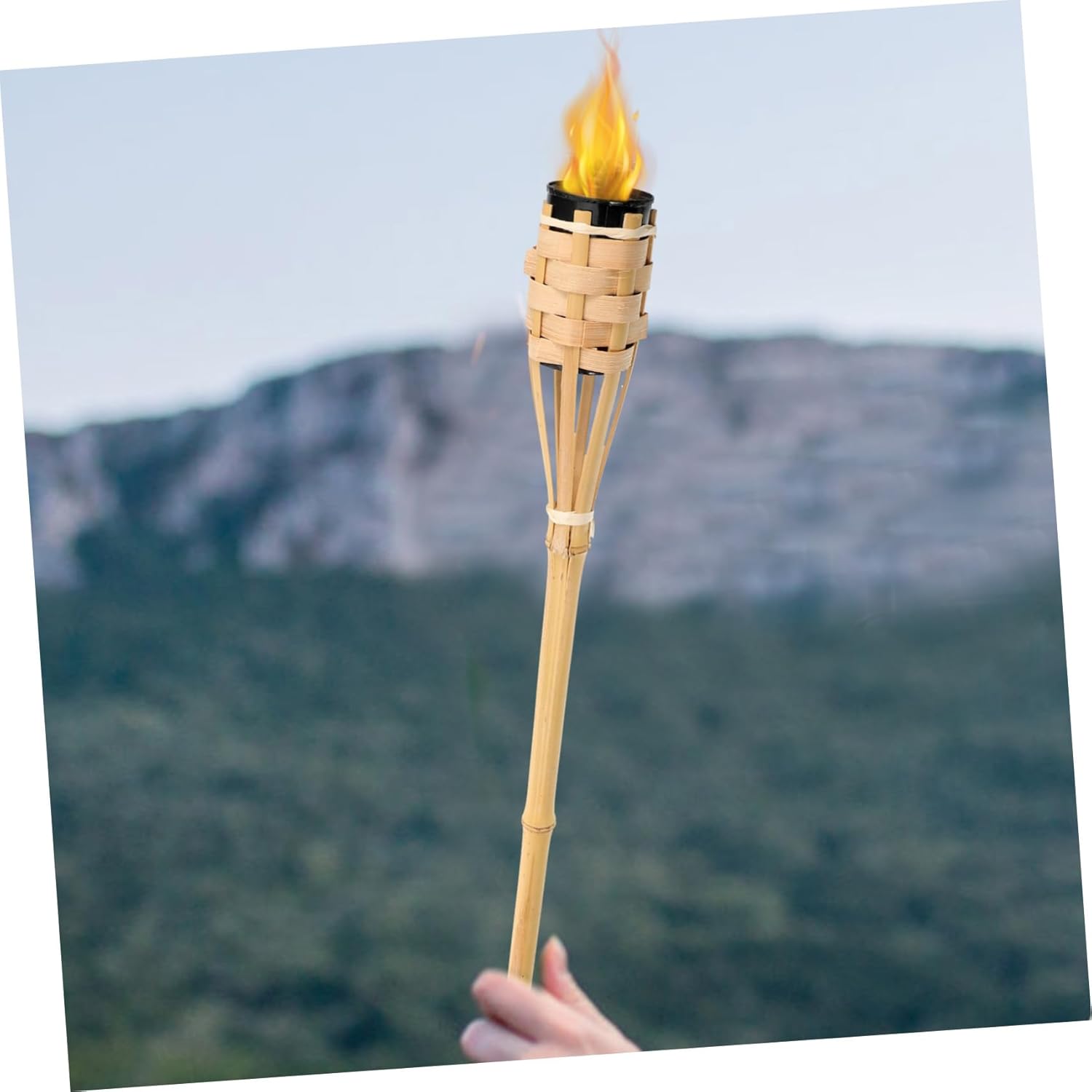 2Pcs Outdoor Torch Light Woven Oil Lamp for Garden Decoration Festival Party Cheer Prop Fire Torch for Patio Lawn