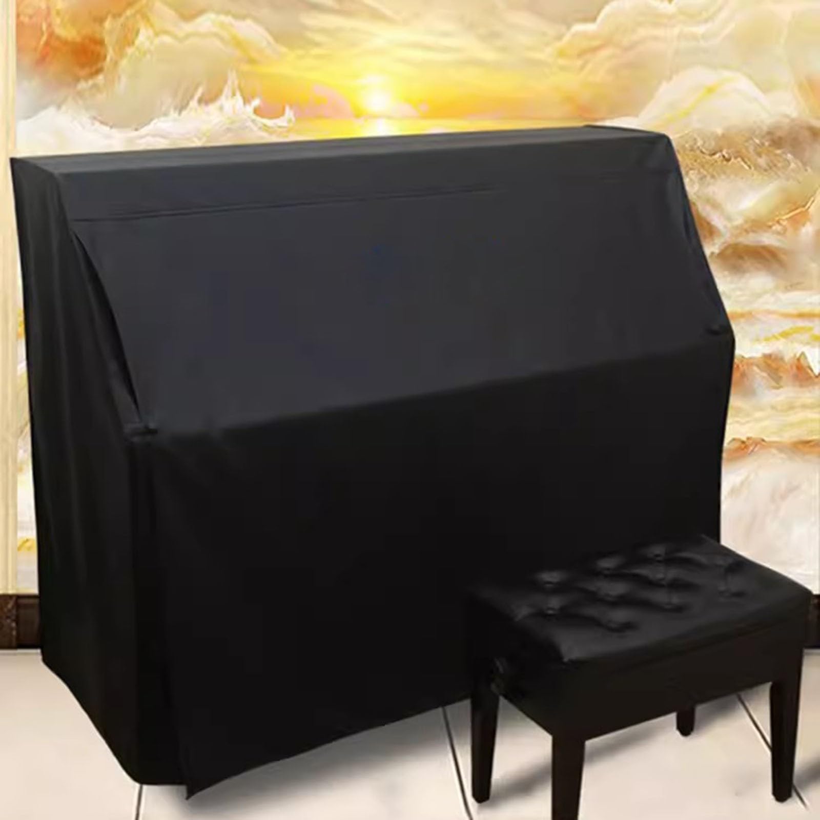 Copertura Antipolvere Per Pianoforte A Coda - In Nylon Nero Impermeabile, Con Copertura Per Sgabello - Taglie 160/180/200 Cm