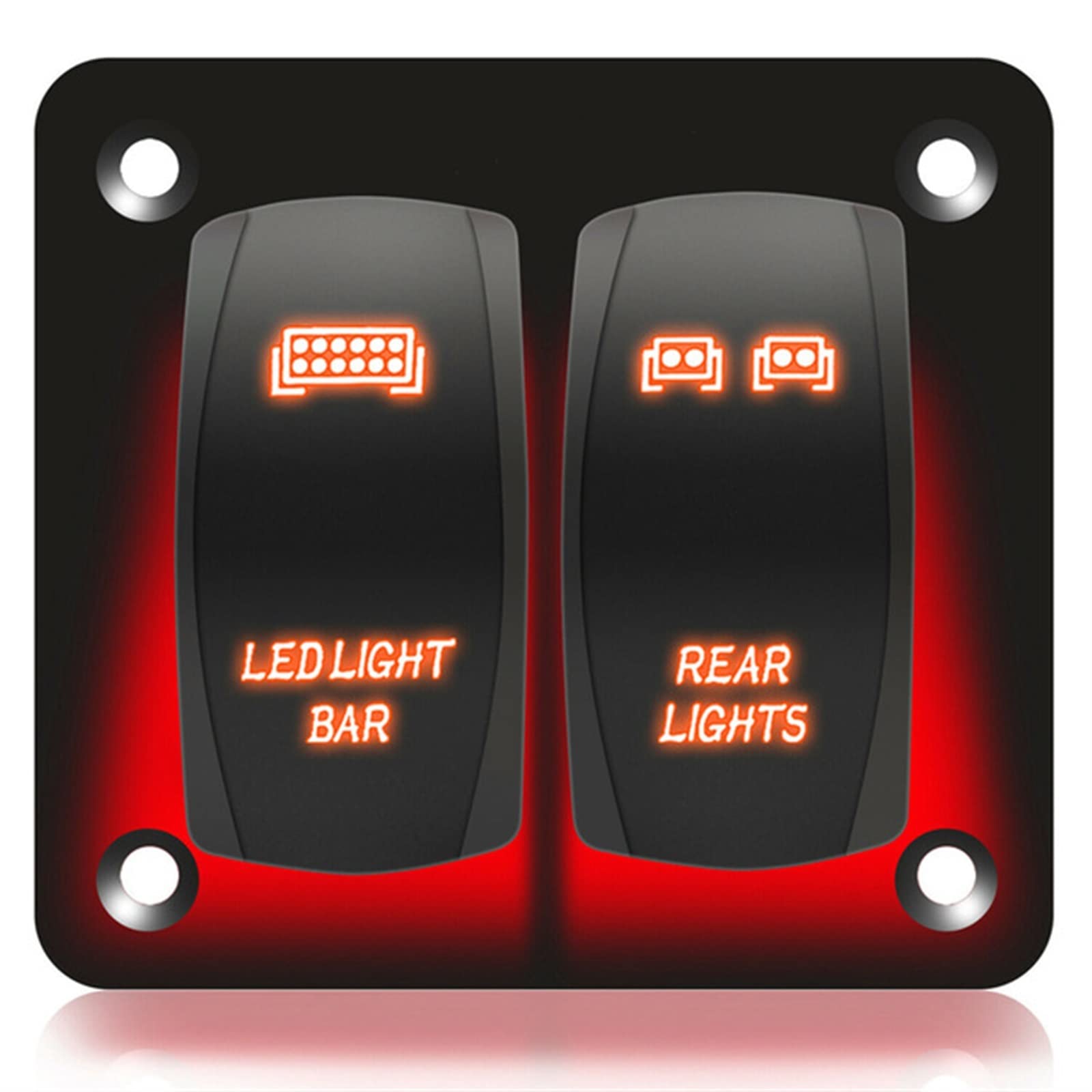 Panel de interruptor basculante de 2 bandas de aluminio precableado para barra LED de 12V