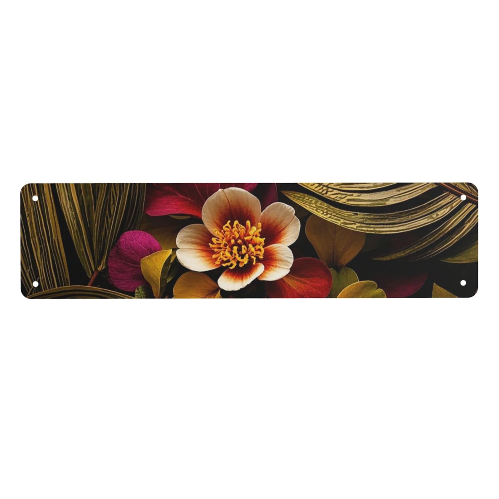 Vintage Metal Tin Signs Retro Garage Signs Stylish Wall Art Plaques for Home Decor Unique Poster 4x16 Inch Striped leaves Metal Sign Outdoor Wall Decorations Gifts