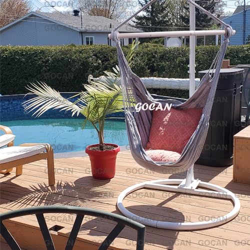 Hamaca columpio para jardín GOCAN de algodón gris 110x150 cm 8