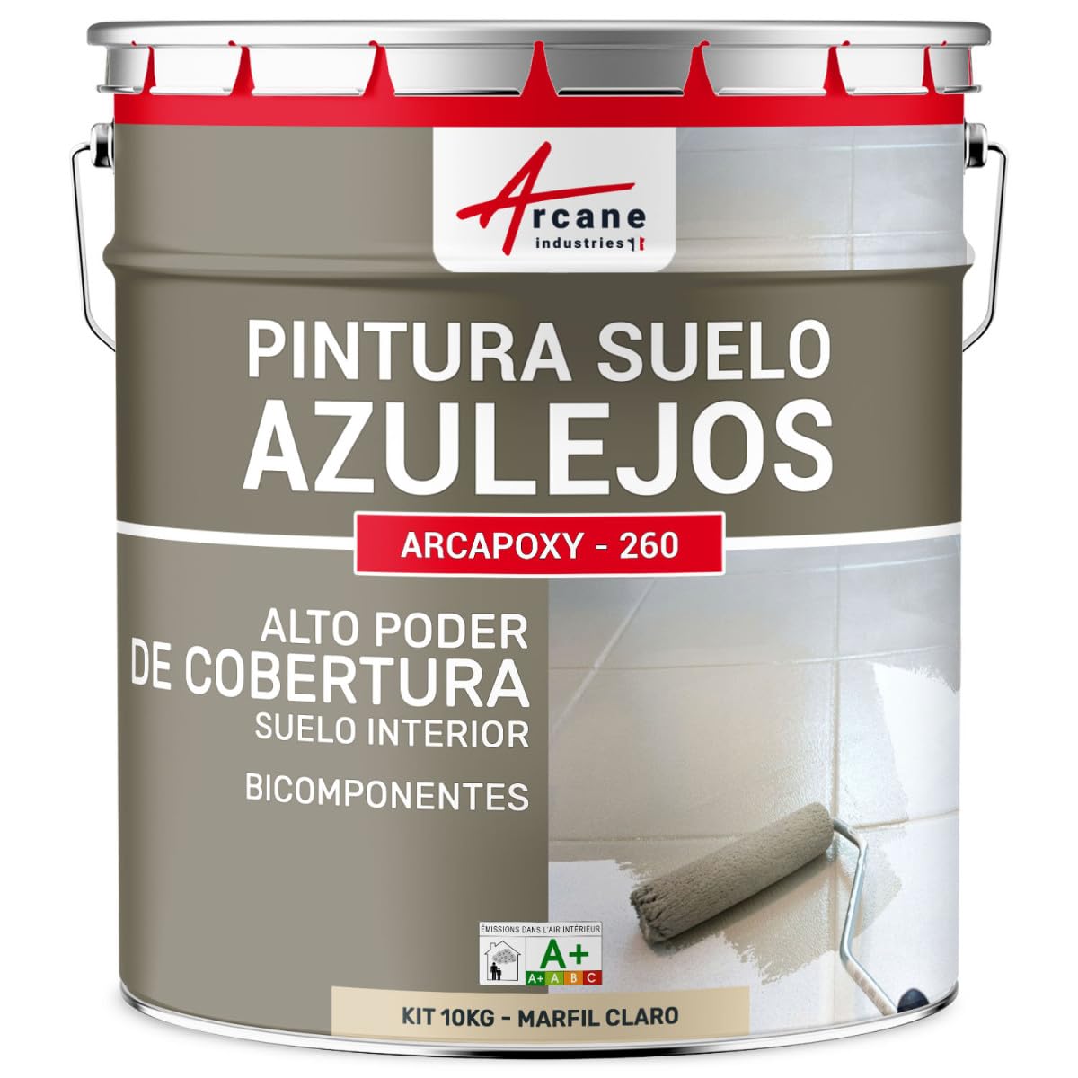 ARCANE INDUSTRIES Pintura para Suelo de Baldosas - Resina epoxi para Suelo con baldosas - ARCAPOXY - 260 - Marfil Claro - RAL 1015