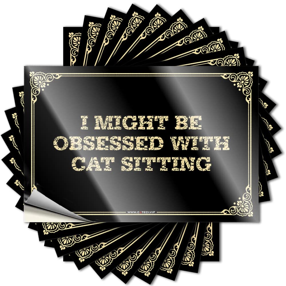 Rv Camping Accessories Sweet Decals - I Might Be Obsessed with Cat Sitting Scented Durable Sticker Easy Apply for Gathering Decor(12X18CM)