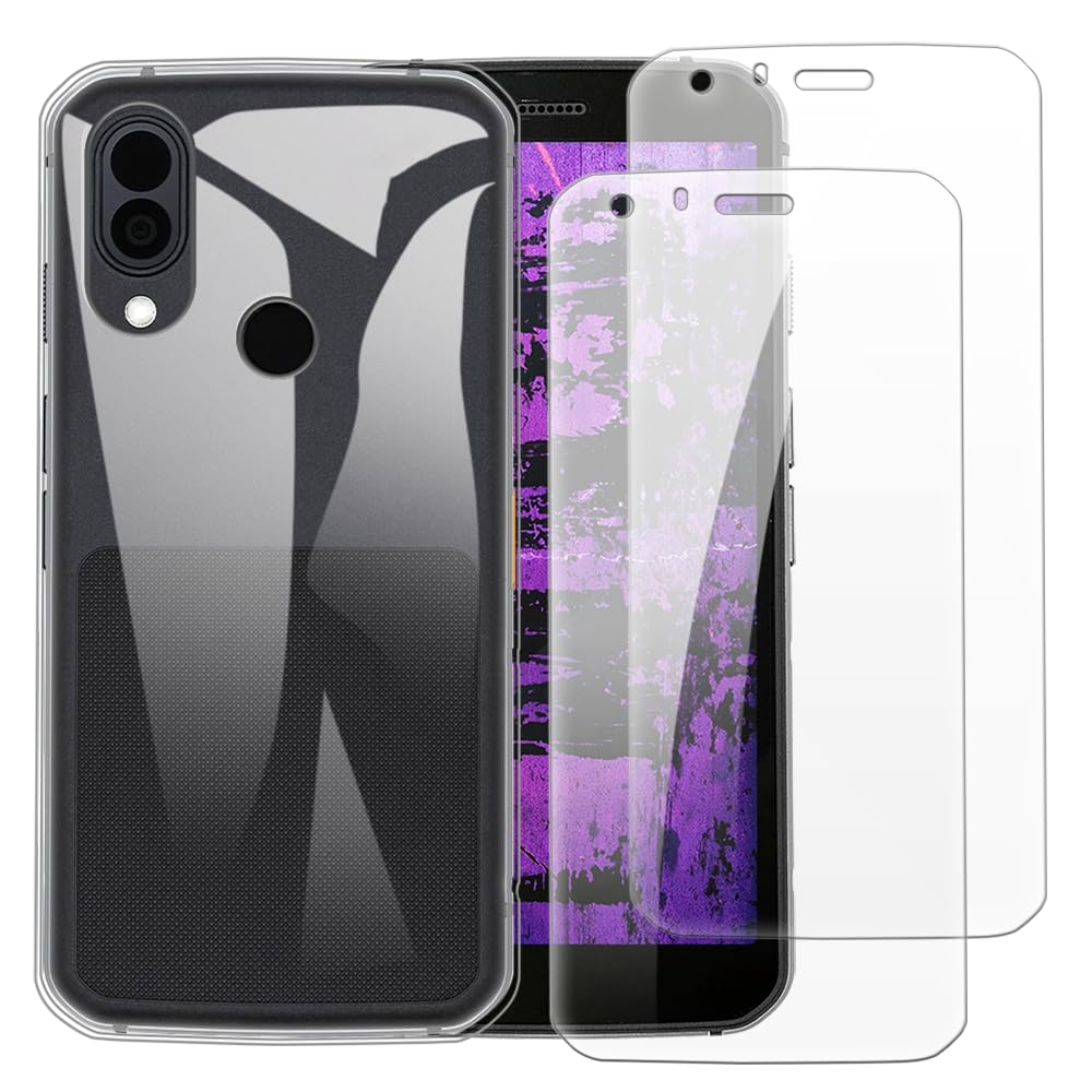 Case with 2 Pack Screen Protector Combo Compatible with CAT S62 Pro, Shockproof Cover and Tempered Glass Set for Full Body Safety(Clear)