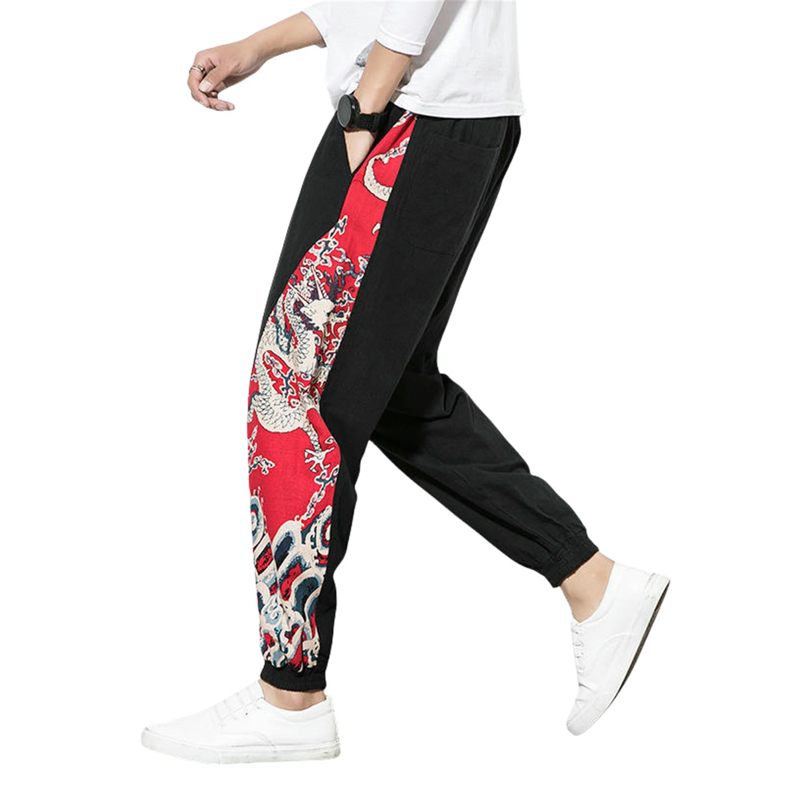 Pantaloni lunghi casual da uomo in stile cinese vintage primavera estate