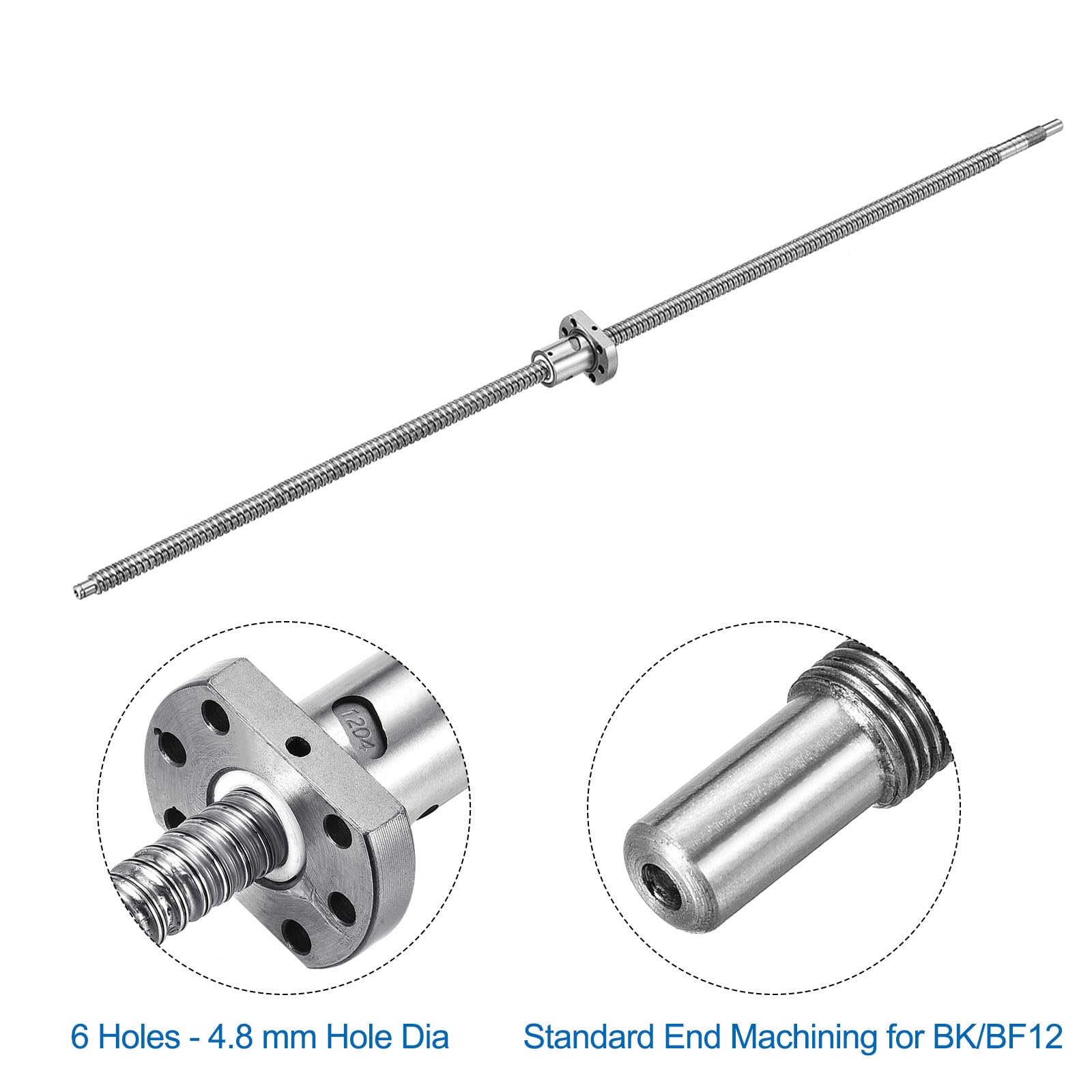 QUARKZMAN Kugelgewindetrieb SFU1204 (Durchmesser 12mm Steigung 4mm Länge 700mm) Mit Kugelgewindemutter Anti-Spiel Kugelgewindetrieb Set Standard Endbearbeitung Für BK/BF12 CNC Maschinenteile