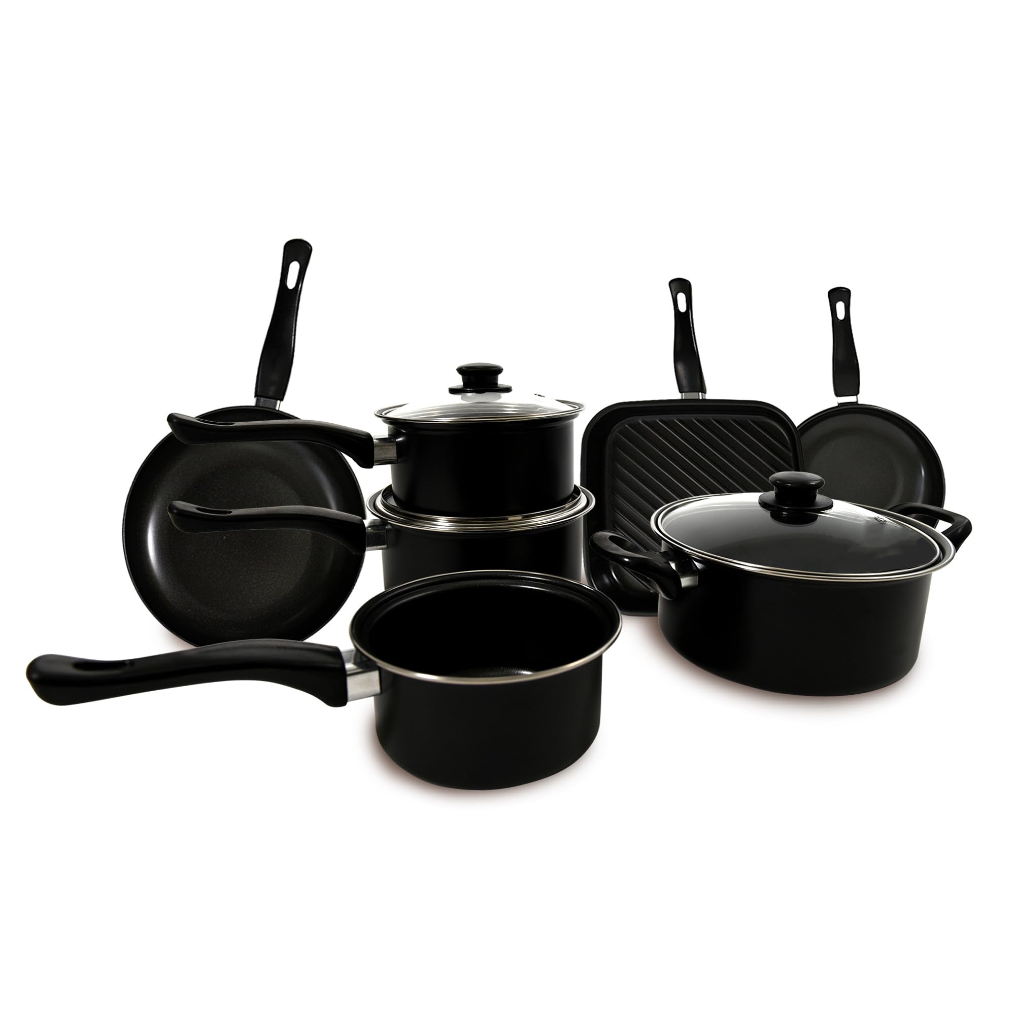 Carter & Clay 10 Piece Cookware Pots & Pans Set (Black)