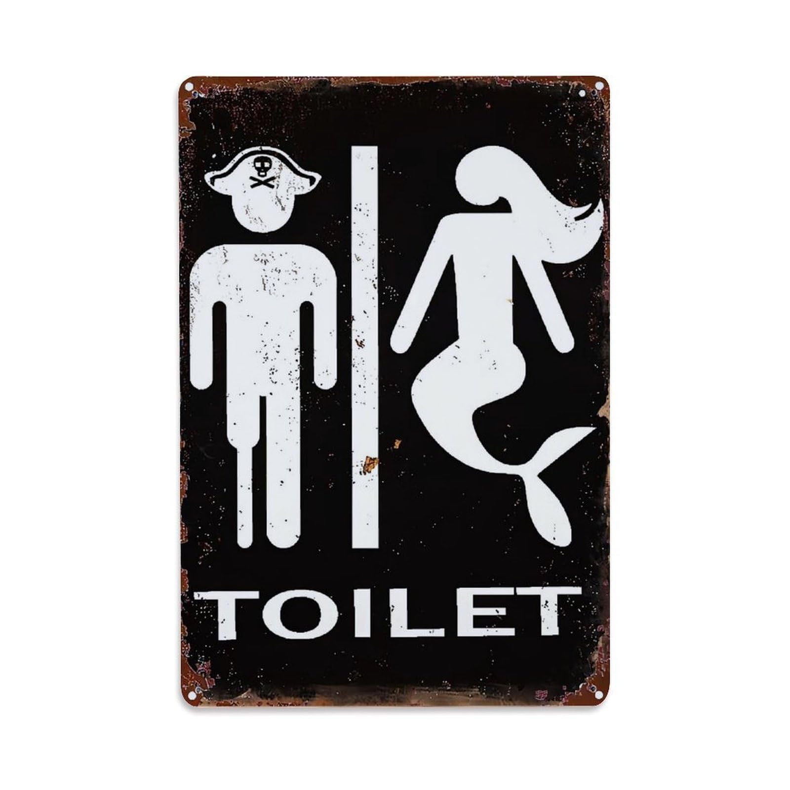 Nestemfo Vintage Pirate And Mermaid Toilet Sign Tin Sign Metal Sign, Living Room,Bar, Home, Bedroom Wall Decor,Retro Metal Poster 8X12 Inches