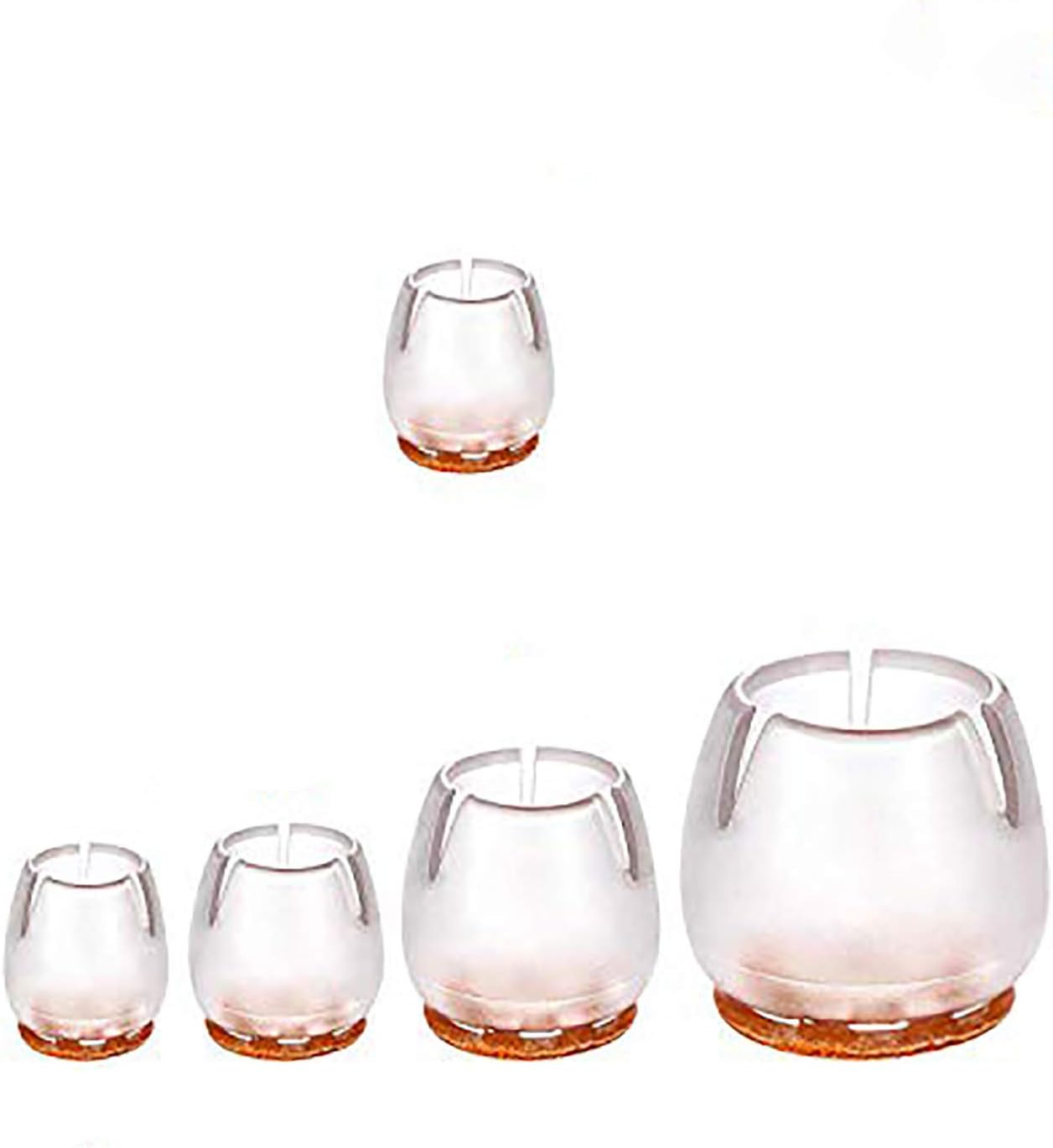 Chair Leg Caps, Round Clear Silicone Table Furniture Leg Feet Tips Covers Wood Floor Protectors, Felt Pads, Fit Diameter 9/16 to 5/8 Inch (1.4-1.6cm),16Pack