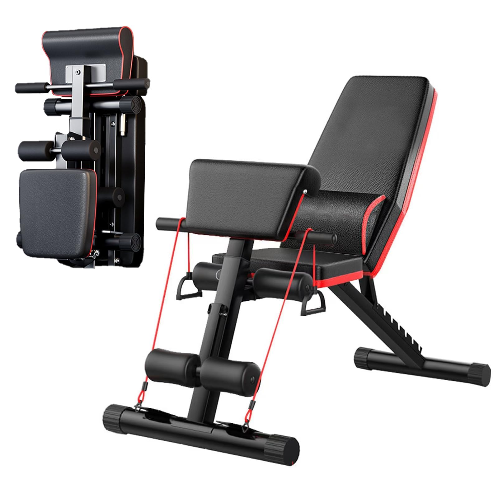 DOOKOO Adjustable Weight Bench Home Training Gym Weight Lifting Sit Up Ab Bench Flat Incline Decline Multiuse Exercise Workout Bench