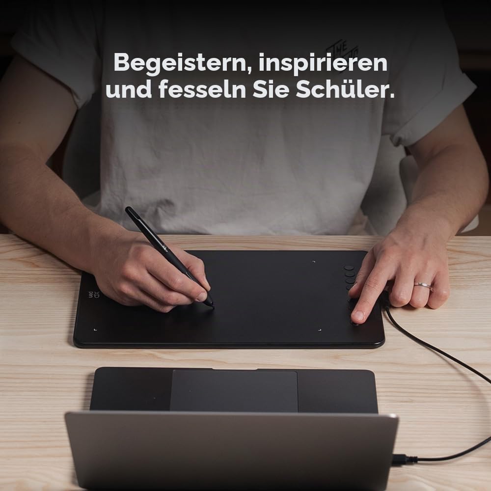 XP-Pen DECO01V2 Grafik-Tablet, Zeichnen, 10 x 6 Zoll, passiver Eingabestift, 8192 Stufen, Neigung und 8 Shortcuts, kompatibel mit Windows/Mac OS/ChromeBook/Android