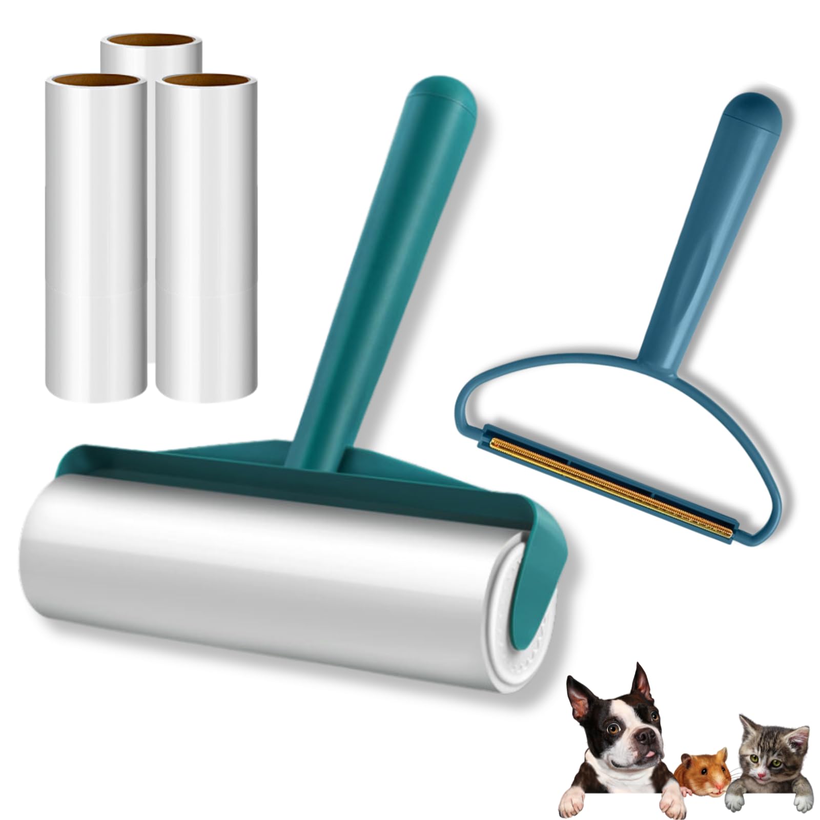 Thorkok Lint Roller for Clothes and Pet Hair Sticky Roller with Fabric Shaver & 4 Refill Rolls (200 Sheets)