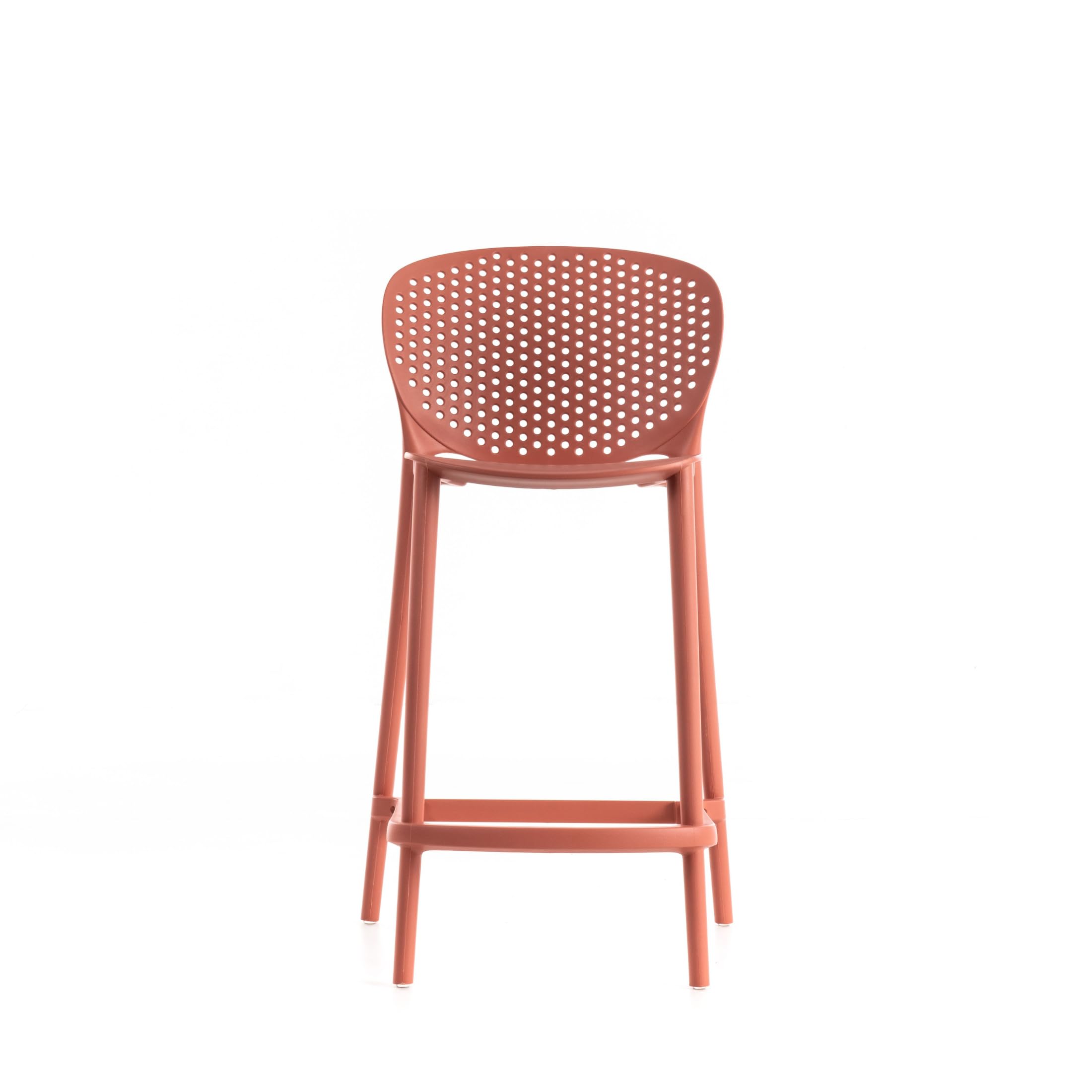 MONDO VIRO Set di sgabelli alti impilabili in PP con poggiapiedi Kolbi cm 46x42 93h (2, Arancione)