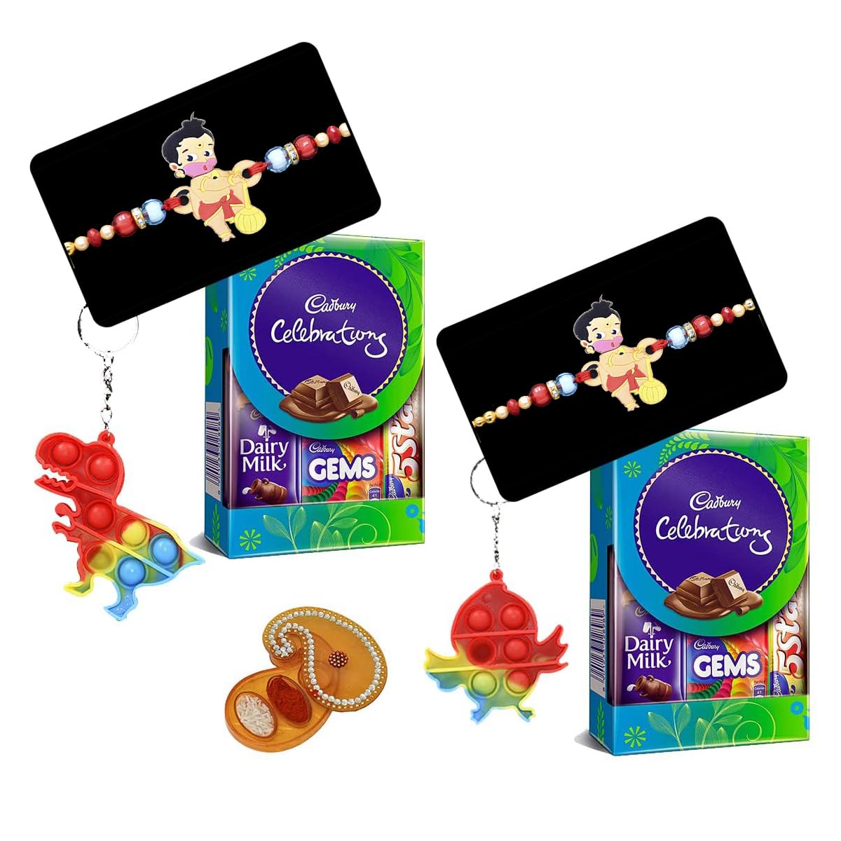 Natali Tradesr Designer Rakhi Set of 2 for Kids with Cadbury Celebration Pack,Handcrafted Chopra and Roli Chawal-Gift for Kids-Elder-Younger Brother (B07VBSQJ9N) Amazon Price History, Amazon Price Tracker
