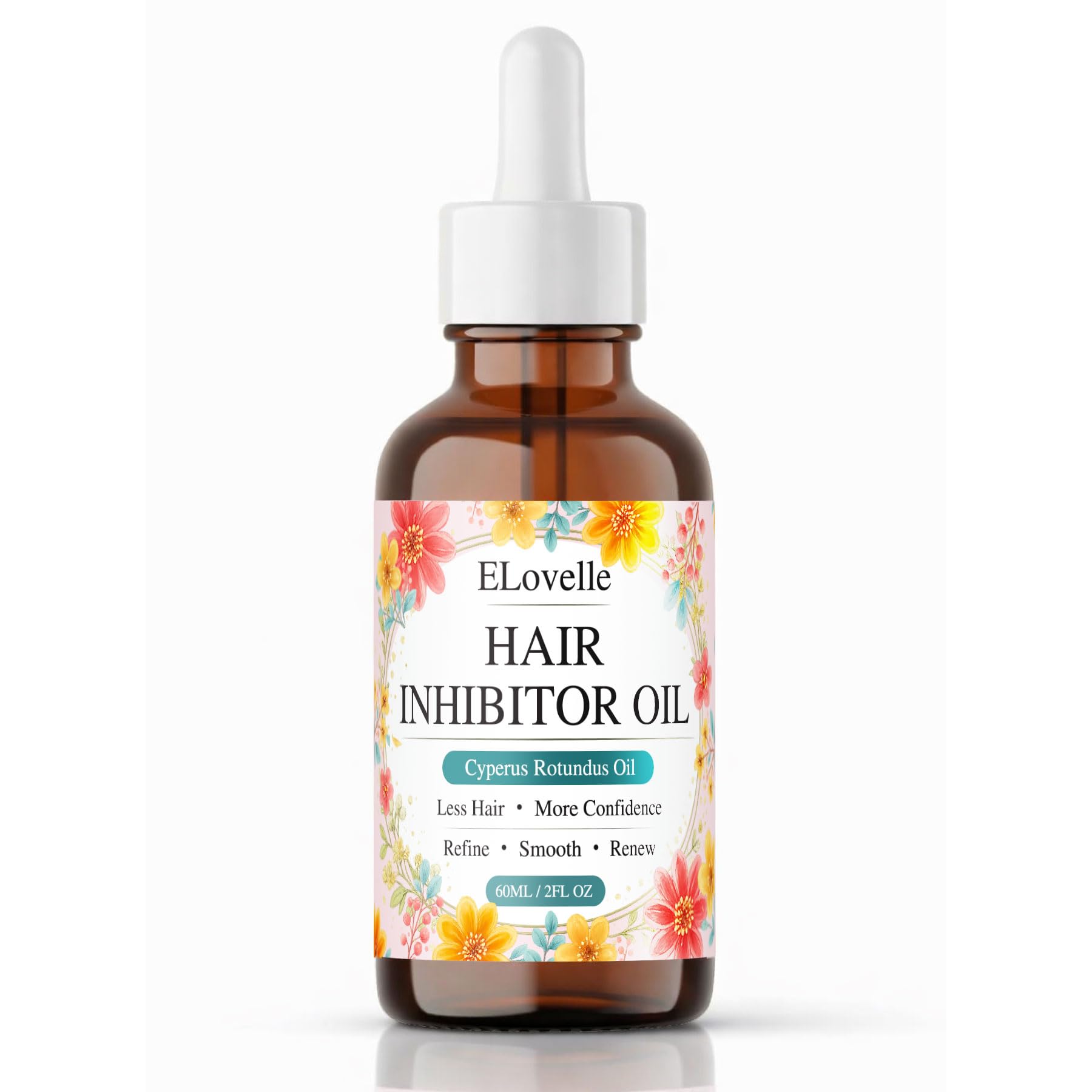 ELovelle Hair Removal Oil, Cyperus Rotundus Oil, Natural Moisturizing & Soothing Oil for Smooth Skin, Gentle Daily Use for All Skin Types, 60ml