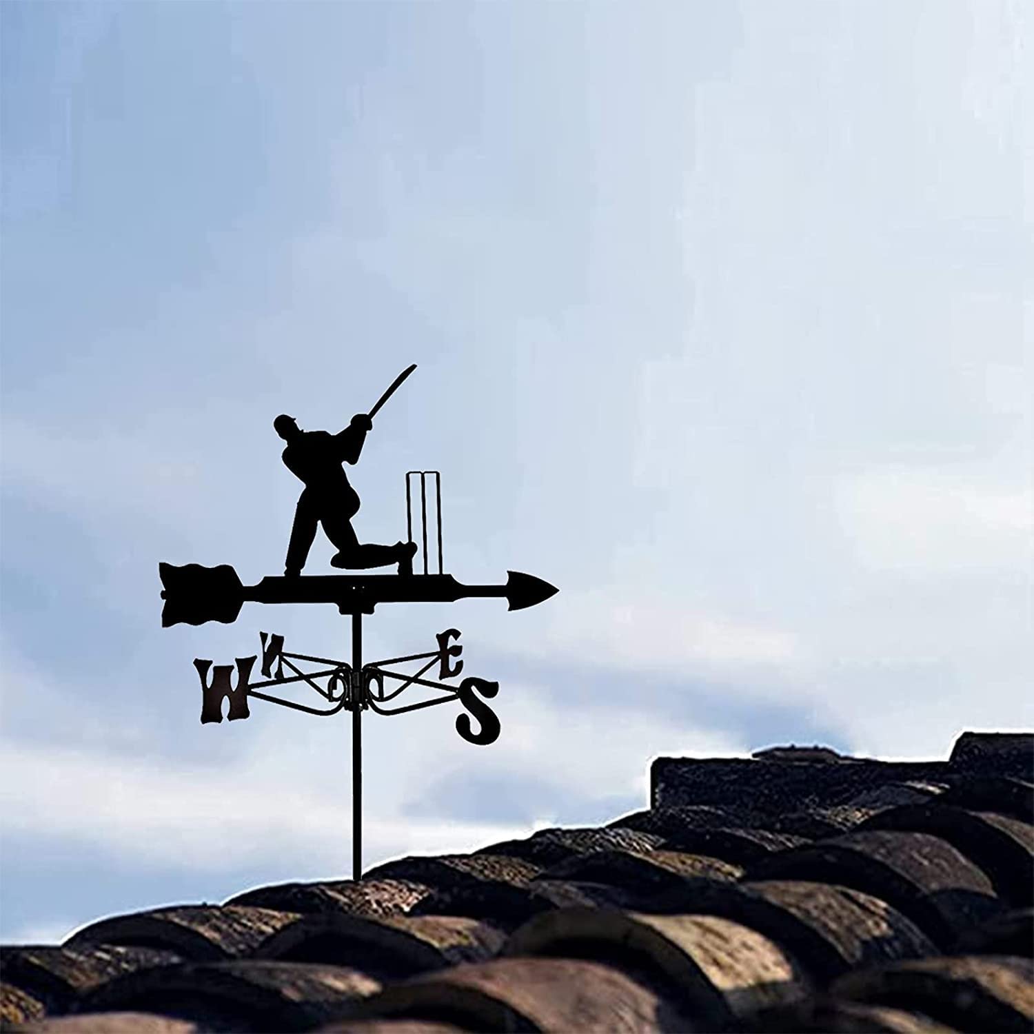 Metalowa wiatrowskaz, wiatrowskaz baseballowy Dekoracyjna wiatrowskaz Weathervane Garden Mount Yard Stake, Iron Weather Vane Farm Trwała scena, narzędzie pomiarowe Budowa palików o