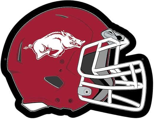 Team Sports America Evergreen NCAA University of Arkansas Ultra-Thin LED Light Wall Sign Decor | Full Size Replica Helmet | 19.5 x 15 Inches | Made in the USA