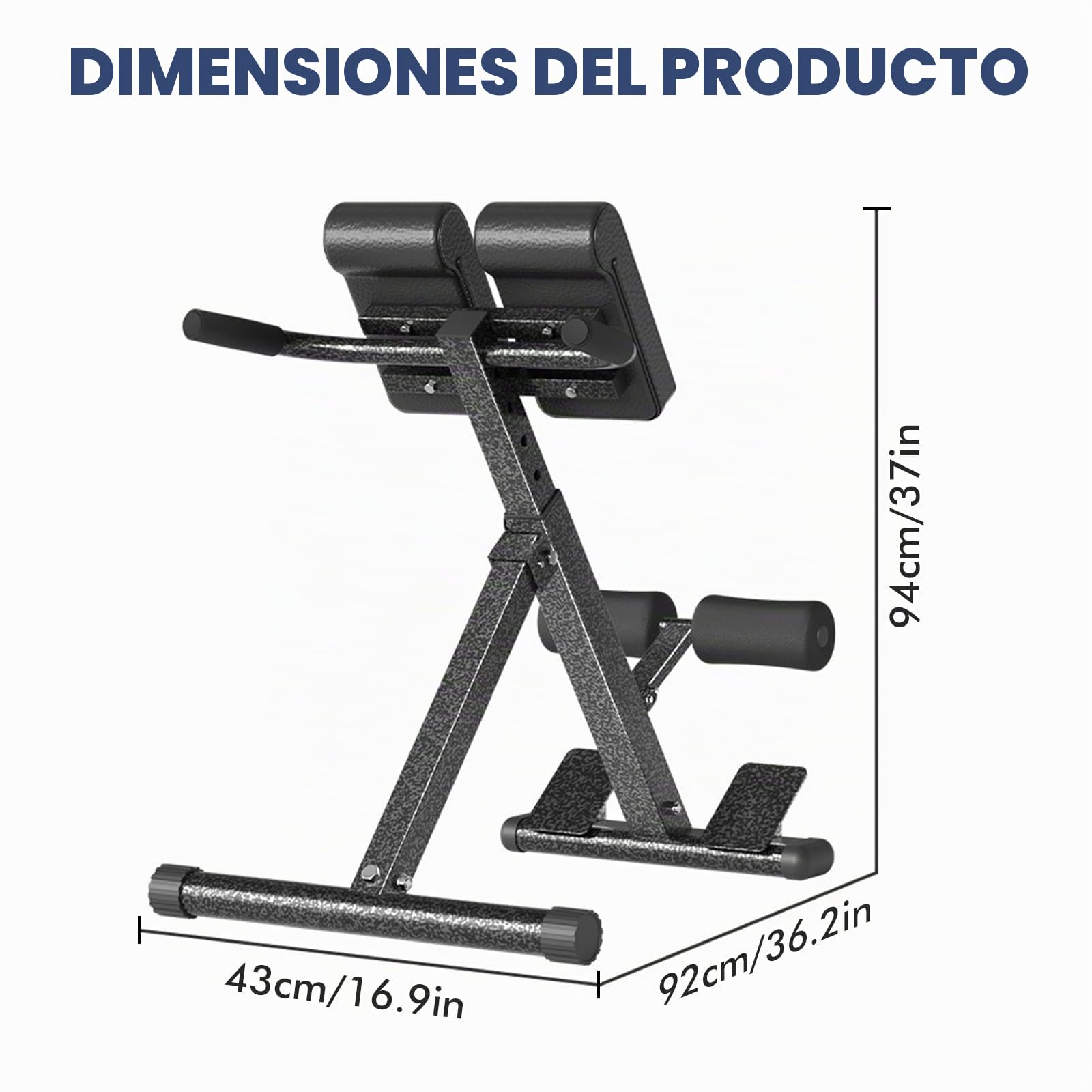 Hyperextension - Silla romana plegable con extensión de espalda y entrenador abdominal, 8 sillas romanas ajustables, banco de hiperextensión, glúteos, isquiotibiales, entrenamientos abdominales