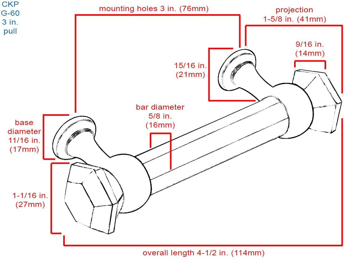 #G-60 3 in. CKP Brand Elegance Glass Collection Clear Glass Pull with Polished Nickel Base - Image 5