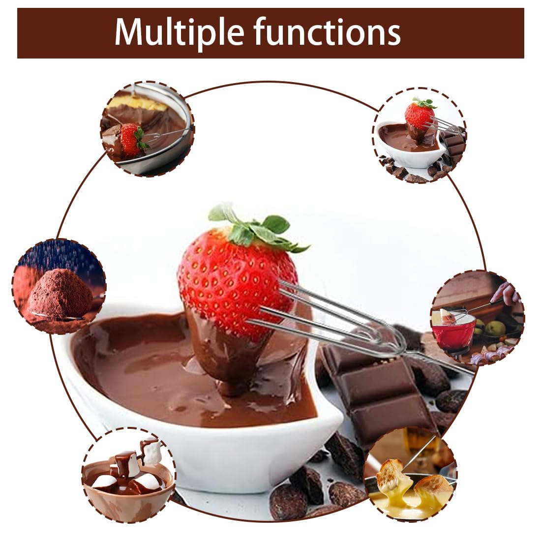 WeddHuis Lot de 4 Fourchettes à Pralinés, Acier Inoxydable, Ustensiles pour Chocolats, Bonbons, Truffes et Confiseries Faits Maison (avec Grille)
