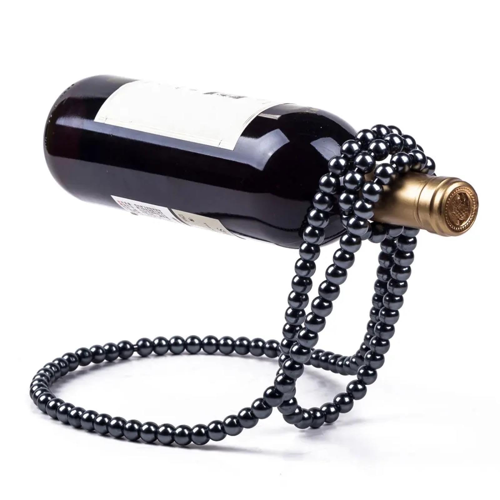 OWKAY Porte-bouteilles flottant avec collier de perles - Décoration d'intérieur ou de bureau