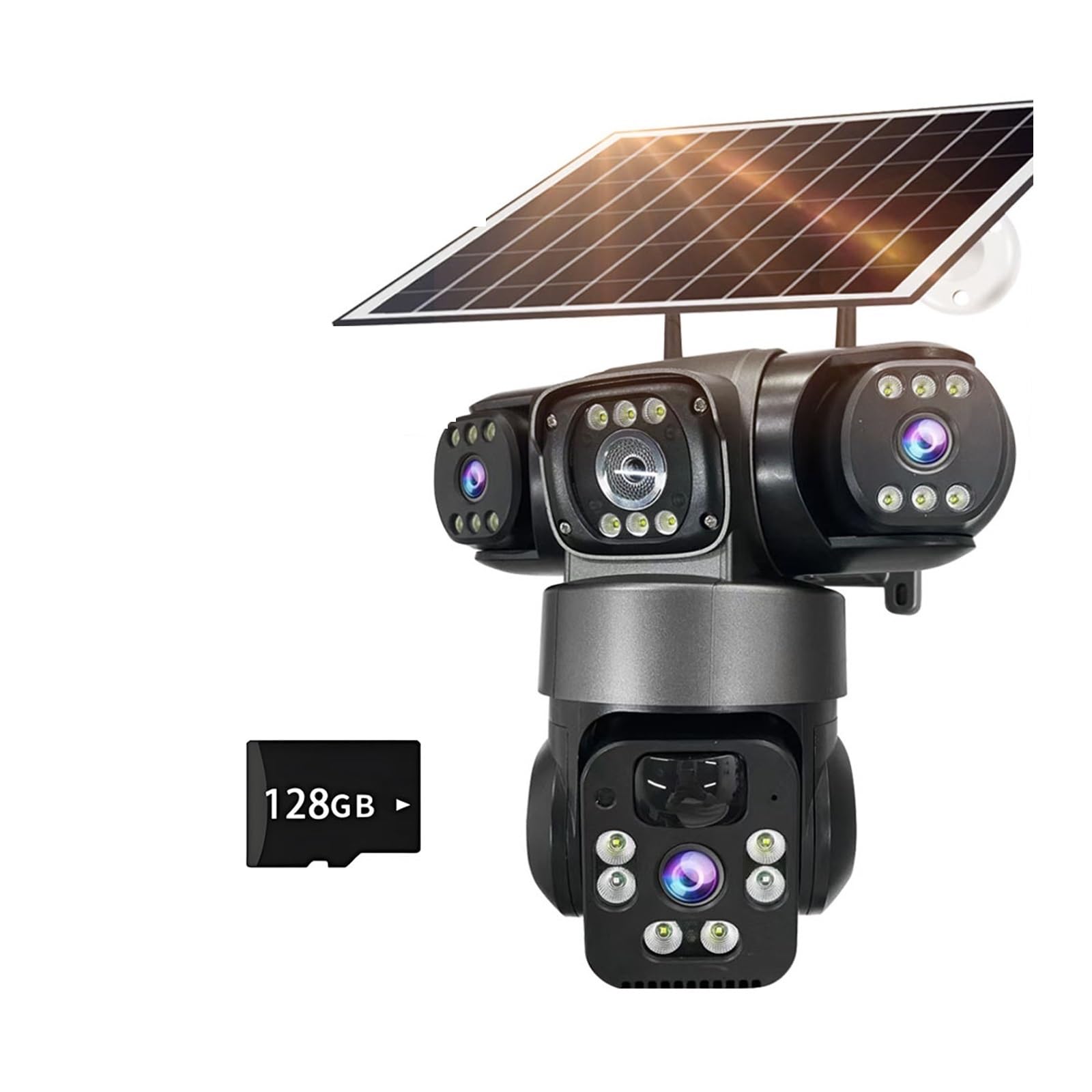 Oshpmbdlyfj 12Mp 4G Cam Add 128G 6K 12Mp 4G Sim Solar Camera Outdoor 3 Lens 3 Screen Surveillance Cctv Ptz Human Detect Auto Tracking Solar Security Camera(12Mp 4G Cam Add 128G)