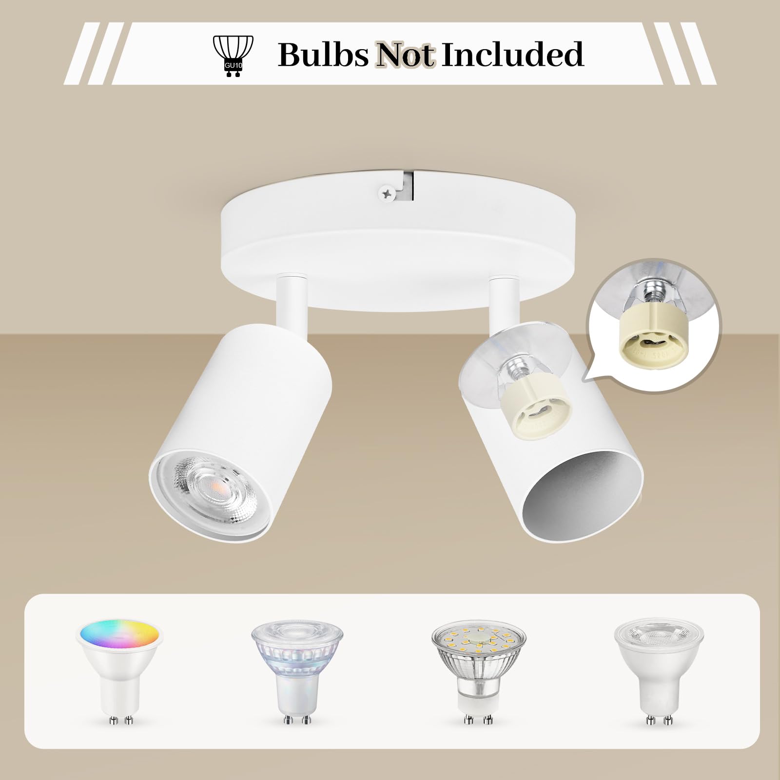 Faretti Da Soffitto Orientabili GeyouLux 2 Luci - GU10, Design Moderno, Per Cucina E Soggiorno