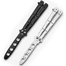 2Pack Training Tools Set Practice Tool with Cool Color Design, Butterfly Trainer Practice Tool, Handle Practice Tools, Aluminium Alloy Integral Channel Handle, Balance and Inertia Black & White