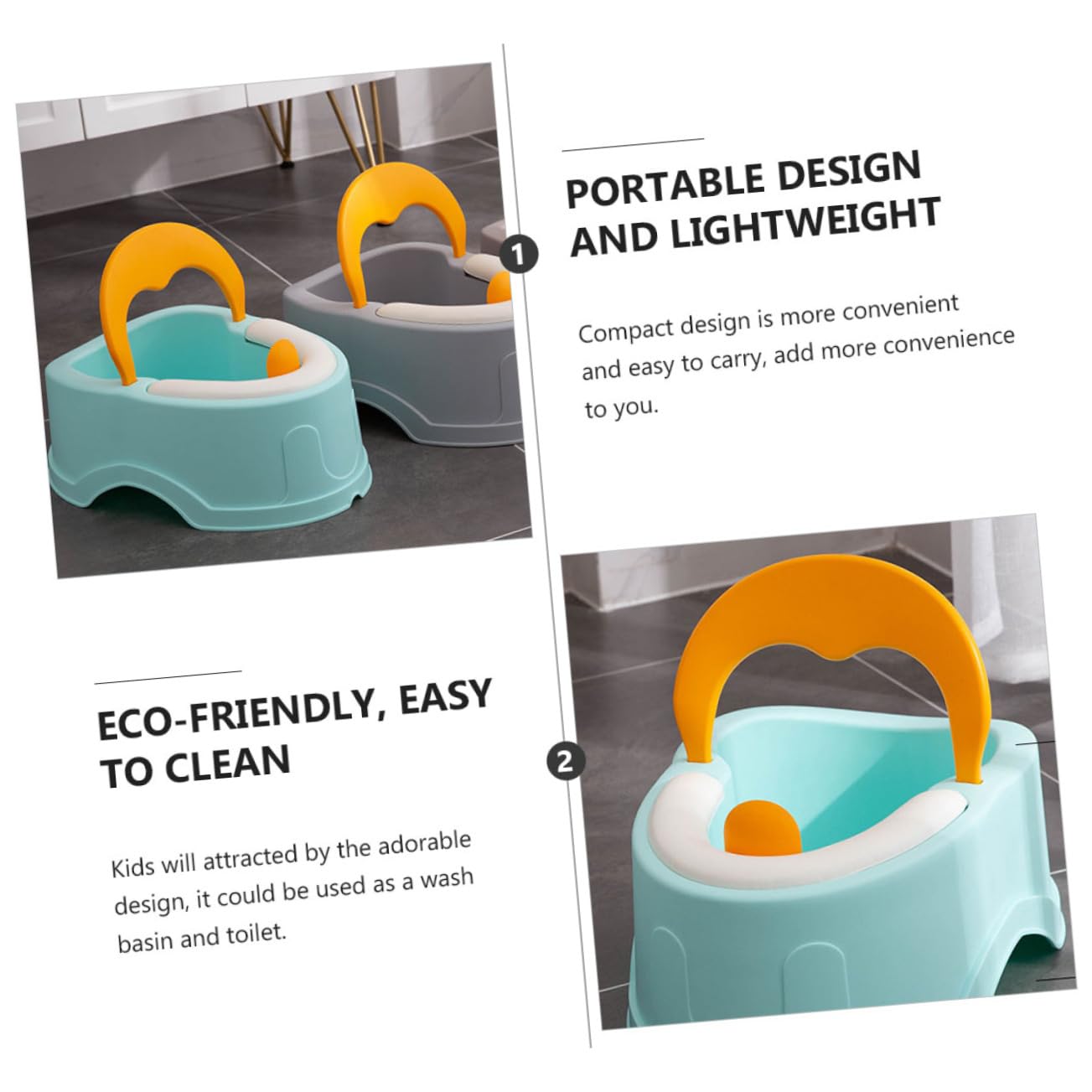 Inodoro Portátil para Bebés y Niños, Diseño Compacto Azul | Pp y Pvc, Forma de Dibujos Animados, Ligero y Fácil de Limpiar, Fácil de Llevar