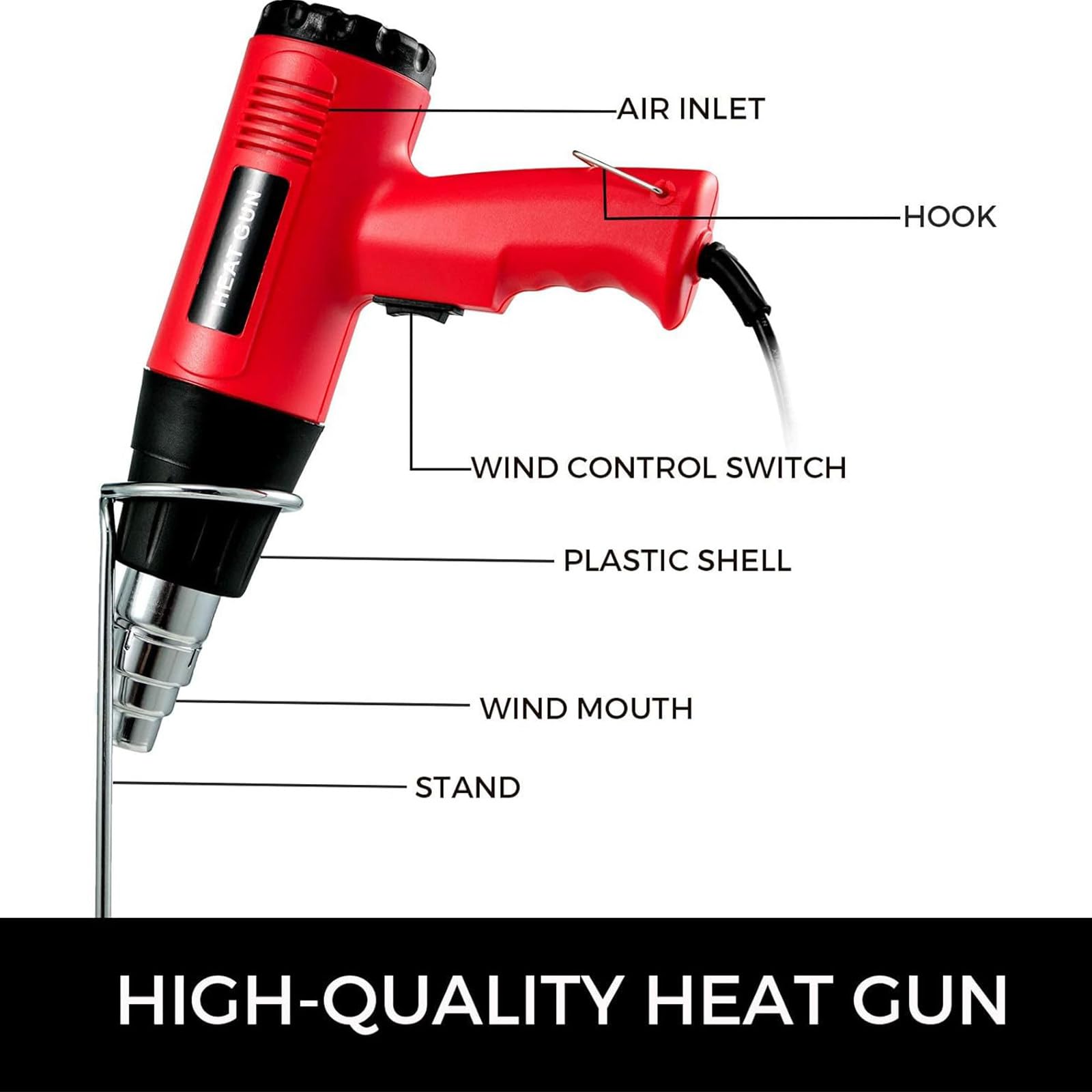 Máquina de envoltura retráctil, máquina de sellado térmico con pistola de calor de velocidad ajustable, máquina de embalaje termorretráctil, sellado y corte simultáneos para película POF de PVC (30